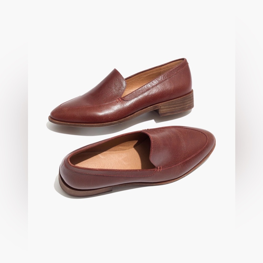 Madewell The Frances Slip On Leather Loafers in Burnished Mahogany